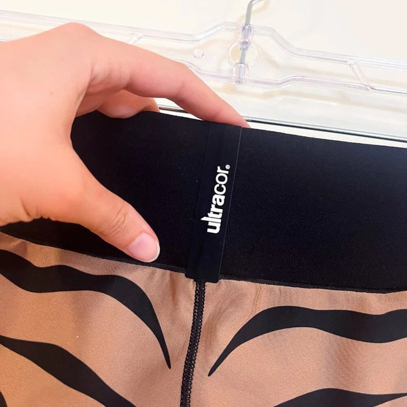Ultracor Brown Animal Print Zebra High Waist Compression Cycling Leggings Large - Picture 7 of 7